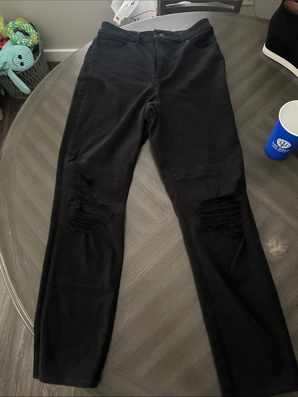 Express Black Women’s Skinny Jeans with Distressed Knees